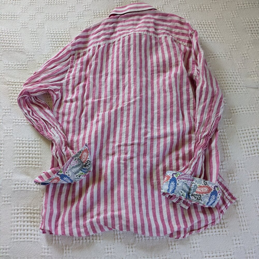 Pink and White Striped Linen Shirt - Picture 2 of 6